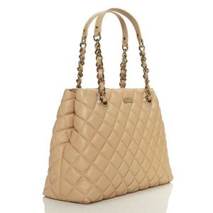 Kate Spade Beige Quilted Cow Leather Bag EUC
